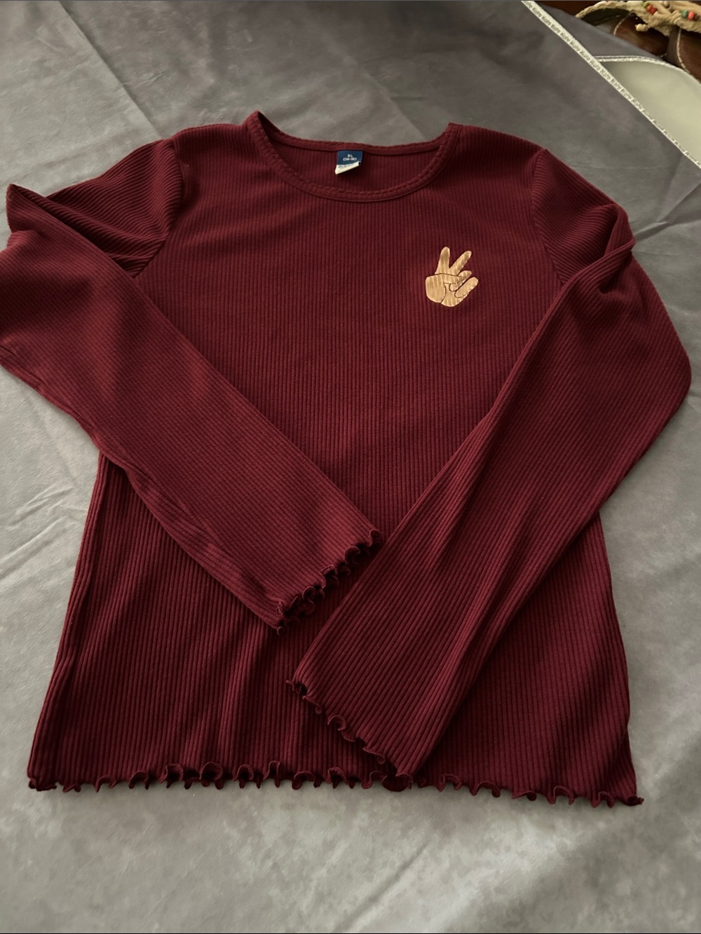 Girls Old Navy Burgundy Ribbed Long Sleeve Top - 14-16